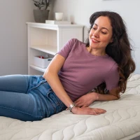 Comfortable 4-Inch Futon Mattress with High-Density Foam, Breathable Floor Sleeping Pad for Bedrooms, 190.5L x 137W x 10H cm, Light Beige(m-4)