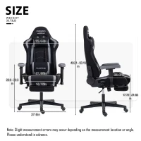 Ergonomic Gaming Chair with Adjustable Lumbar and Headrest Pillows, Cozy Computer Seat for Office and Gaming, 27.5"L x 20.5"W x 53"H, Black(m-1)