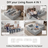 Cozy L-Shaped Compressed Sofa with 1400 lbs Weight Capacity and Cloud-Like Memory Foam, Spacious Couch for Big Families, 108"L x 68"W x 33"H, Gray(m-8)