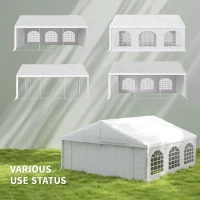 Outsunny 20' x 20' Heavy-duty Large Wedding Tent, Outdoor Carport Garage Party Tent, Patio Gazebo Canopy with Sidewall, White(m-4)