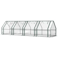 Outsunny Portable Mini Greenhouse, Outdoor Garden with Large Zipper Doors and Water/UV PVC Cover, 12' x 3' x 3', Clear(m-1)