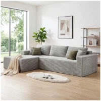 Cozy L-Shaped Compressed Sofa with 1400 lbs Weight Capacity and Cloud-Like Memory Foam, Spacious Couch for Big Families, 108"L x 68"W x 33"H, Gray(m-1)