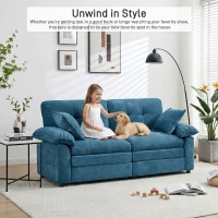 Modular Cloud Sofa with Soft Chenille Fabric, Cozy 2-Seater Couch for Apartments, Bedrooms, and Small Offices, 84"L x 35.5"W x 34.5"H, Blue(m-7)