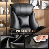 HOMCOM Massage Office Chair with 6 Points Vibration, Executive Desk Chair with High Back, PU Leather, Footrest, Black(m-9)