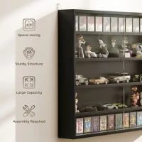 HOMCOM 5-Tier Display Cabinet, Wall-Mounted Display Case with 2 Glass Doors and Adjustable Shelves, Jet Black(m-6)