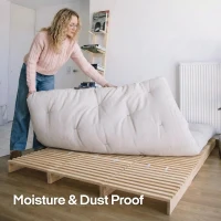 Minimalist Solid Wood Modular Bed Frame with Slatted Support, Heavy-Duty Platform Foundation for Bedrooms, 203L x 203W x 10H cm, Wooden(m-4)