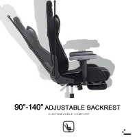 Ergonomic Gaming Chair with Adjustable Lumbar and Headrest Pillows, Cozy Computer Seat for Office and Gaming, 27.5"L x 20.5"W x 53"H, Black(m-6)