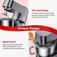 Powerful 800W 7.4-QT Stand Mixer with 12 Speeds, Heavy-Duty Electric Dough Kneader for Home Kitchens, 13.5" L x 10.5" W x 14" H, Metallic Grey(m-8)