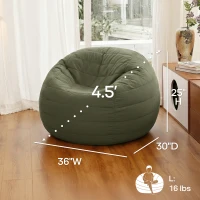 Soft Velvet Bean Bag Sofa for Kids with High-Resilience Foam, Cozy Lounge Armchair for Playrooms, 36" L x 30" W x 25" H, Antique Light Green(m-2)