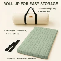 Soft 100% Cotton Futon Mattress with High-Resilience Foam, Breathable Floor Sleeping Pad for Bedrooms, 80" L x 60" W x 2.5" H, Beige Brown(m-6)