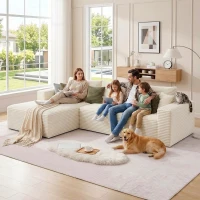 Cozy L-Shaped Compressed Sofa with 1400 lbs Weight Capacity and Cloud-Like Memory Foam, Spacious Couch for Big Families, 108"L x 68"W x 33"H, White(m-9)