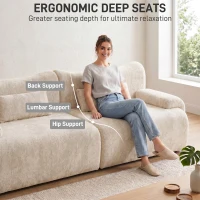 L-Shaped Compressed Sofa with High-Density Chenille Fabric and Supportive Backrests, Stylish Couch with Boneless Construction, 126"L x 68.5"W x 32"H, Beige(m-5)
