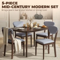 HOMCOM 5-Piece Dining Table Set for 4, Mid-Century Modern Kitchen Table and Chairs, Light Gray(m-4)