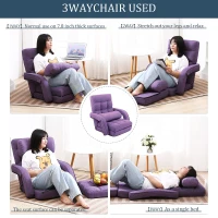 Cozy Floor Chair with 14 Adjustable Positions, Foldable Lazy Lounger for Home Offices and Gaming Rooms, 26.5"L x 22"W x 27"H, Purple(m-5)