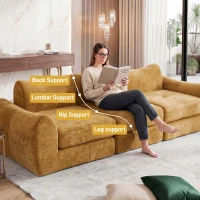 Cozy Compressed Sofa with Customizable Modular Layouts, Flexible Bed Couch for Both Compact and Spacious Spaces, 101.5"L x 36.5"W x 28.5"H, Yellow(m-7)