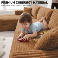 Cozy L-Shaped Compressed Sofa with 1400 lbs Weight Capacity and Cloud-Like Memory Foam, Spacious Couch for Big Families, 108"L x 68"W x 33"H, Brown(m-4)