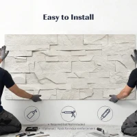 HOMCOM 8-Pack 3D Faux Stone Wall Panels, Lightweight Polyurethane Panels for Interior and Exterior Accent Walls, Light Gray(m-6)