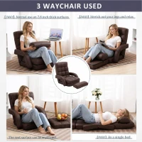 Cozy Floor Chair with 14 Adjustable Positions, Foldable Lazy Lounger for Home Offices and Gaming Rooms, 26.5"L x 22"W x 27"H, Brown(m-6)