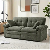 Modular Cloud Sofa with Soft Chenille Fabric, Cozy 2-Seater Couch for Apartments, Bedrooms, and Small Offices, 84"L x 35.5"W x 34.5"H, Green(m-1)