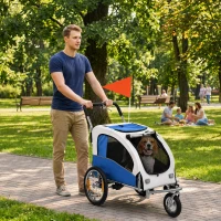 Aosom 2 in 1 Dog Bike Trailer, Foldable Pet Stroller, Dog Bicycle Trailer with Suspension, for Medium Dogs, Light Gray(m-10)