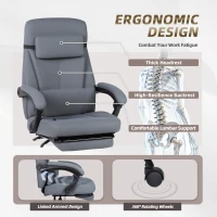 Solid Office Chair with Retractable Footrest and Ergonomic Support, Cozy Executive Seat for Home, Office, or Gaming, 28.5"L x 29"W x 50.5"H, Grey(m-4)