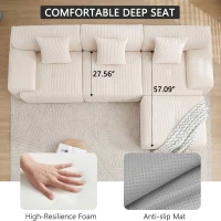 Modern Modular Compressed Sofa with Movable Ottoman, Memory-Foam Corner Couch for Apartments and Bedrooms, 118"L x 39.5"W x 29.5"H, Beige(m-5)