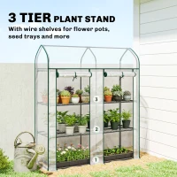 Outsunny 3 Tier Mini Greenhouse, Small Portable Greenhouse with 2 Roll-up Doors, 56.3" x 18.1" x 65", Clear(m-4)