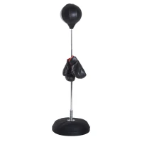 Soozier Boxing Bag with Stand, Freestanding Punching Bag with 49.6"-56.7" Adjustable Height, Fillable Base, Pump, Gloves, Black(m-9)