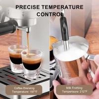 Compact 20-Bar Espresso Machine with Milk Frother, Professional Coffee Maker for Home Kitchens, 11.5" L x 5.5" W x 12" H, Black+Silver(m-5)
