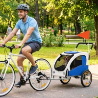 Aosom 2 in 1 Dog Bike Trailer, Foldable Pet Stroller, Dog Bicycle Trailer with Suspension, for Medium Dogs, Light Gray(m-2)