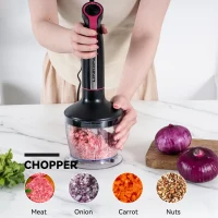 Powerful 1000W 5-in-1 Immersion Hand Blender with 20 Speeds, Multi-Purpose Stick Mixer for Home Kitchens, 2.5" L x 2.5" W x 16" H, Black(m-2)