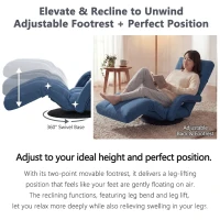 Swivel Gaming Chair with Adjustable Footrest, Ideal Floor Lounger for Living Room, Bedroom, or Gaming Setup, 20.5"L x 39.5"W x 26"H, Blue(m-7)