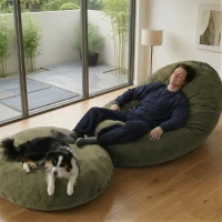 Soft Velvet Bean Bag Sofa for Kids with High-Resilience Foam, Cozy Lounge Armchair for Playrooms, 36" L x 30" W x 25" H, Antique Light Green(m-3)