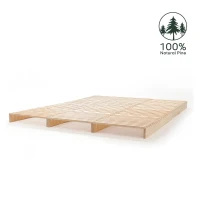 Minimalist Solid Wood Modular Bed Frame with Slatted Support, Heavy-Duty Platform Foundation for Bedrooms, 203L x 152.5W x 10H cm, Wooden(m-2)