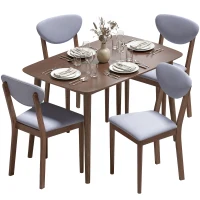 HOMCOM 5-Piece Dining Table Set for 4, Mid-Century Modern Kitchen Table and Chairs, Light Gray(m-11)