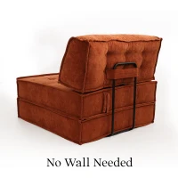 Versatile Modular Sofa Bed with Water-Resistant Velvet Fabric, Convertible Sleeper Couch for Living Rooms,  40" L x 40" W x 24.5" H, Reddish Brown(m-6)