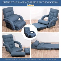 Cozy Floor Chair with 14 Adjustable Positions, Foldable Lazy Lounger for Home Offices and Gaming Rooms, 26.5"L x 22"W x 27"H, Blue(m-6)