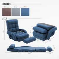 Cozy Floor Chair with 14 Adjustable Positions, Foldable Lazy Lounger for Home Offices and Gaming Rooms, 26.5"L x 22"W x 27"H, Blue(m-3)