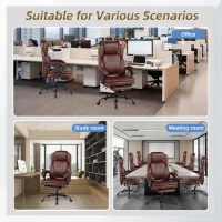 Solid Office Chair with Retractable Footrest and Ergonomic Support, Cozy Executive Seat for Home, Office, or Gaming, 28.5"L x 29"W x 50.5"H, Brown(m-7)