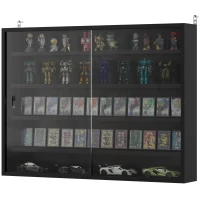 HOMCOM 5-Tier Display Cabinet, Wall-Mounted Display Case with 2 Glass Doors and Adjustable Shelves, Jet Black(m-1)