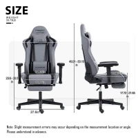 Ergonomic Gaming Chair with Adjustable Lumbar and Headrest Pillows, Cozy Computer Seat for Office and Gaming, 27.5"L x 20.5"W x 53"H, Gray(m-3)