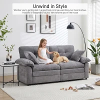 Modular Cloud Sofa with Soft Chenille Fabric, Cozy 2-Seater Couch for Apartments, Bedrooms, and Small Offices, 84"L x 35.5"W x 34.5"H, Light Gray(m-7)