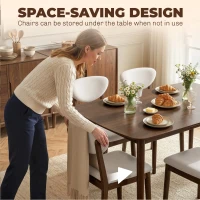 HOMCOM 5-Piece Dining Table Set for 4, Mid-Century Modern Kitchen Table and Chairs, Cream White(m-7)