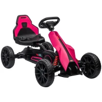 Aosom Kids Pedal Go Kart W/ Adjustable Seat, Swing Axle, Pink(m-11)