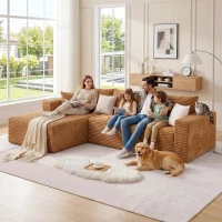 Cozy L-Shaped Compressed Sofa with 1400 lbs Weight Capacity and Cloud-Like Memory Foam, Spacious Couch for Big Families, 108"L x 68"W x 33"H, Brown(m-9)