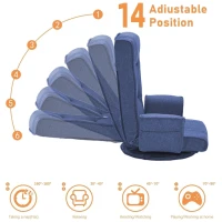 Swivel Floor Chair with 14-Angle Adjustable Backrest, Versatile Floor Lounger for Gaming, Meditation, and TV Watching, 18"L x 18.5"W x 30.5"H, Blue(m-6)