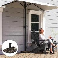 Outsunny 20lbs Half Round Patio Umbrella Base Outdoor Decorative Resin Parasol Stand Holder for Φ1.5", Φ1.9" Pole, for Lawn, Deck, Backyard, Garden, Bronze(m-10)