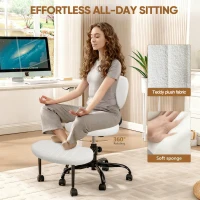 Ergonomic Cross-Legged Meditation Chair with Lumbar Support, Swivel Executive Office Desk Stool for Home Offices, 27" L x 35" W x 36.5" H, White(m-5)