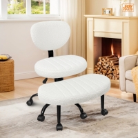 Ergonomic Cross-Legged Meditation Chair with Lumbar Support, Swivel Executive Office Desk Stool for Home Offices, 27" L x 35" W x 36.5" H, White