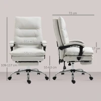 Vinsetto Microfibre Executive Massage Office Chair, Computer Desk Chair, Heated Reclining Chair with Footrest, Double-tier Padding, Swivel Wheels, Cream White(m-3)
